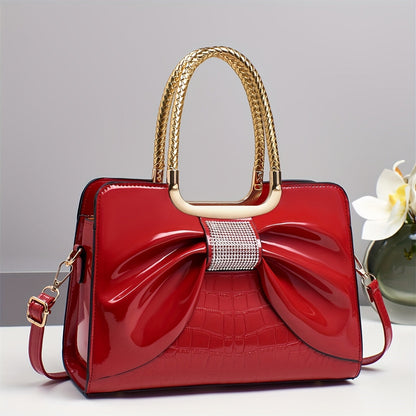 Crossbody Bag for Women – for Travel & Work, Bow Accent Faux Leather Luxury – detail view 15