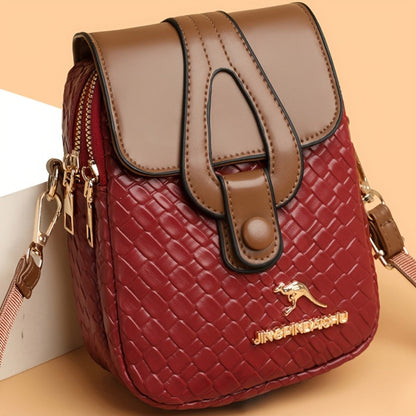 Crossbody Bag for Women – for Travel & Work, Woven Small Square Detachable Strap – front view