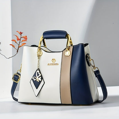 Crossbody Bag for Women – for Travel & Work, Color Block Navy White Contrast – detail view 2