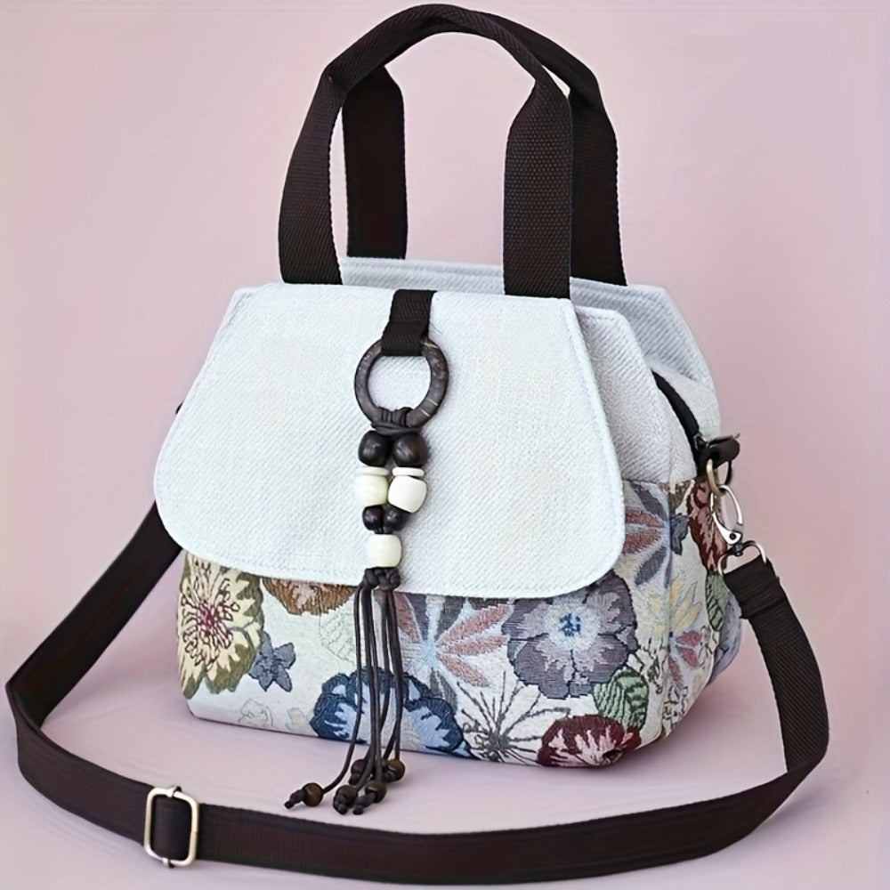 Crossbody Bag for Women – for Travel, Boho Floral Beaded Accent Multi – detail view 2