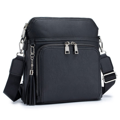 Crossbody Bag for Women – for Travel, Faux Leather Boho Tassel Chic – detail view 20