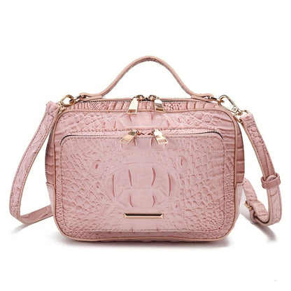 Crossbody Bag for Women – Vegan Leather, Crocodile Pattern Top Handle Satchel – detail view 2