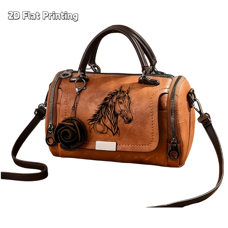 Crossbody Bag for Women – Vintage Horse Print Adjustable Strap – detail view 5