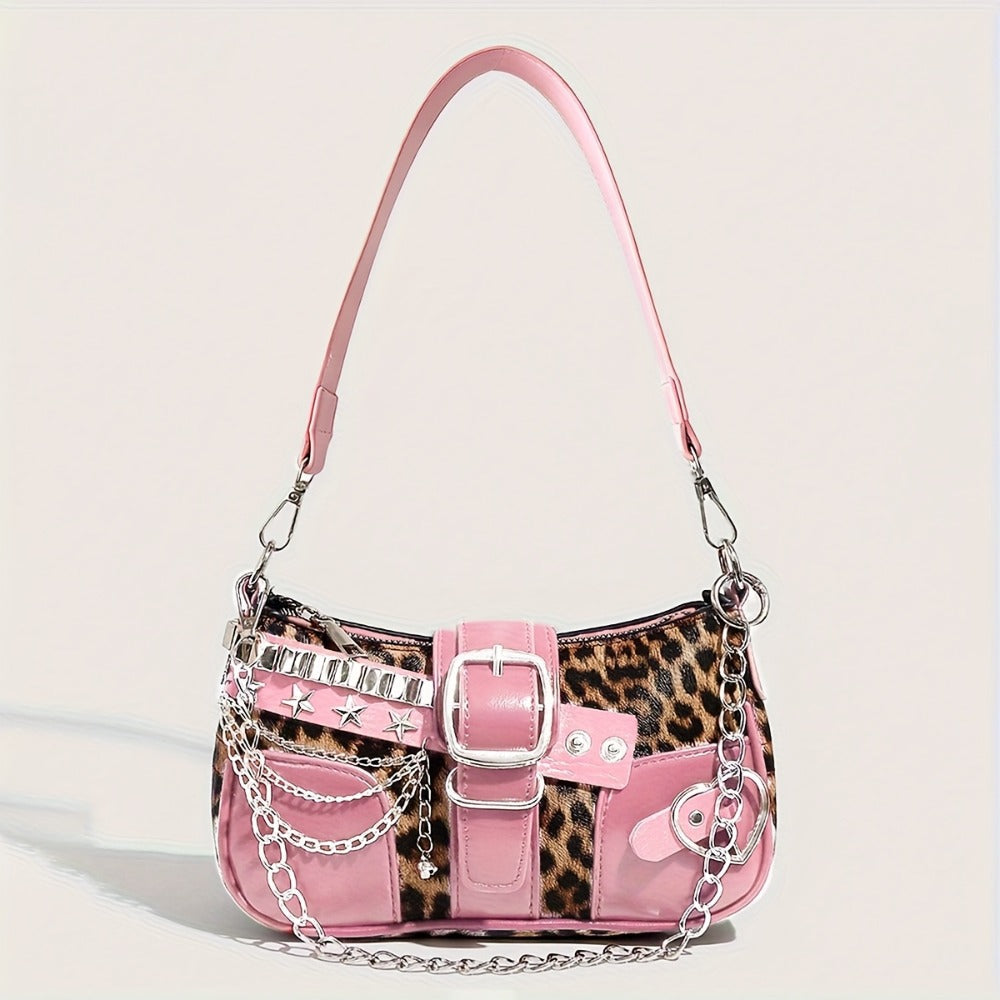 Crossbody Bag for Women – Y2k Leopard Print Chain Strap – detail view 5