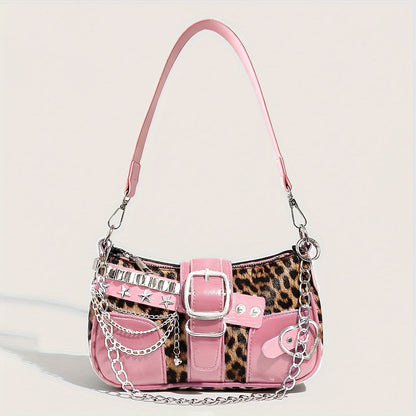 Crossbody Bag for Women – Y2k Leopard Print Chain Strap – detail view 9