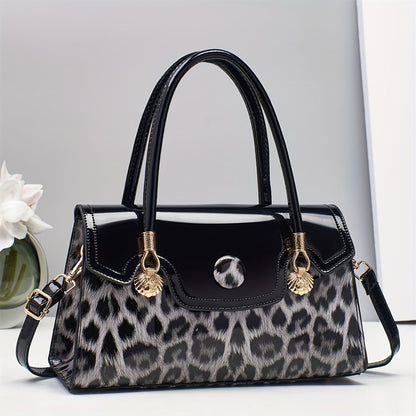 Shoulder Bag for Women – Adjustable Strap, Leopard Print Magnetic Snap Adjustable – detail view 3
