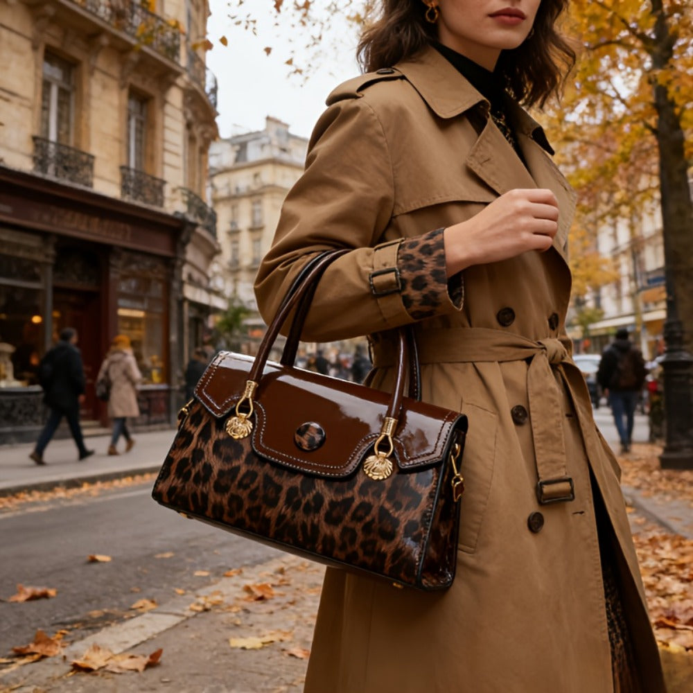 Shoulder Bag for Women – Adjustable Strap, Leopard Print Magnetic Snap Adjustable – detail view 14
