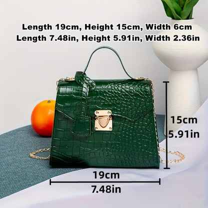 Shoulder Bag for Women – Mini, Crocodile Pattern Small Square Fashionable – detail view 4