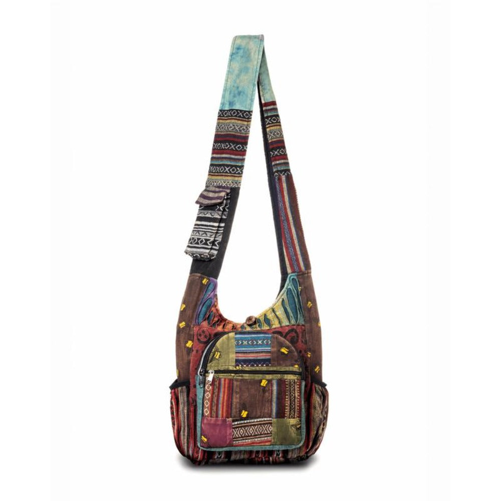 Shoulder Bag for Women – for Work, Handmade Cotton Patchwork Bee Hobo – front view