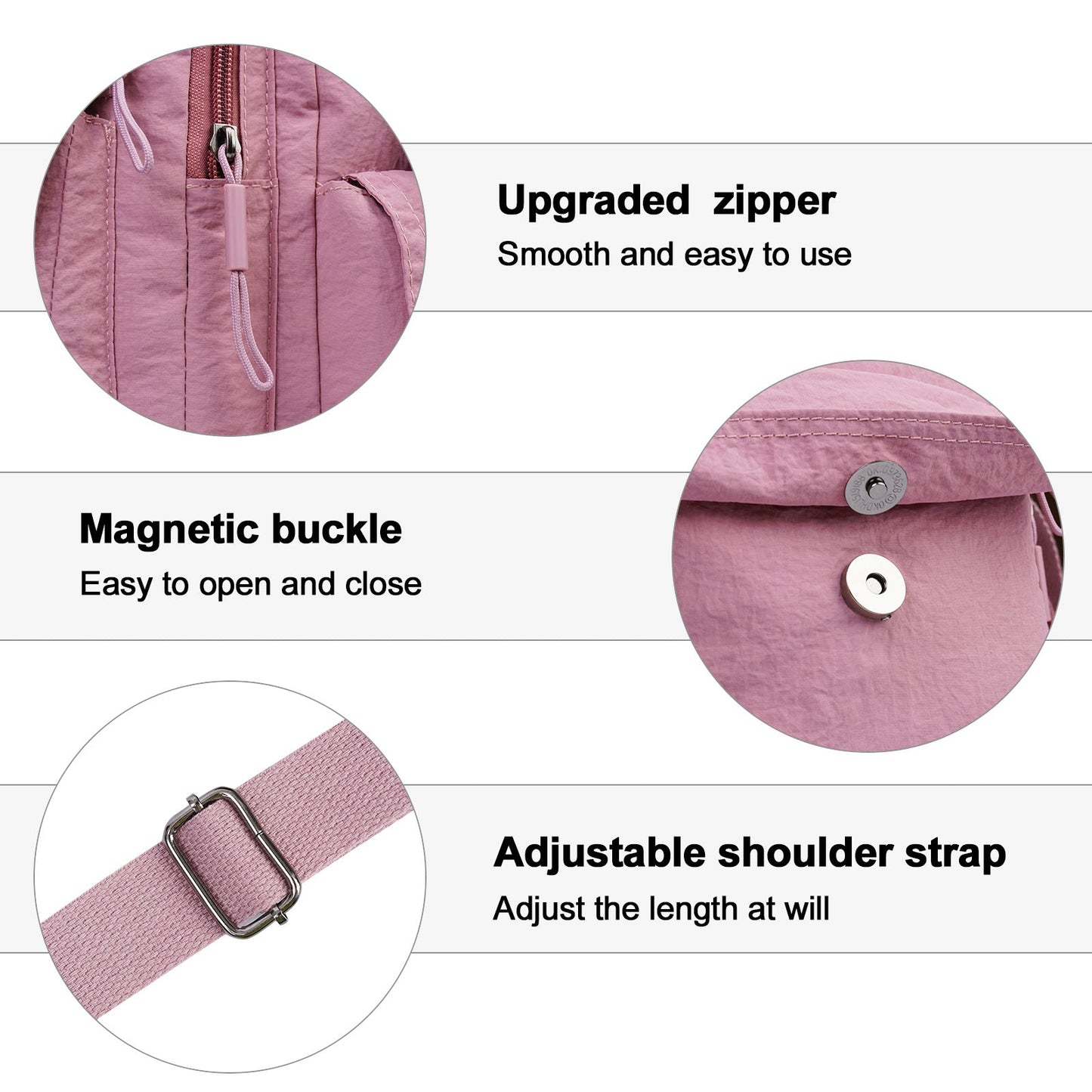 Tote Bag for Women – 2-Piece, Nylon, Quilted, Lightweight – detail view 2