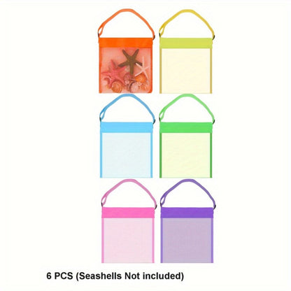 Tote Bag for Women – 6 Pack, Mesh Beach Pack Adjustable Colorful – detail view 2