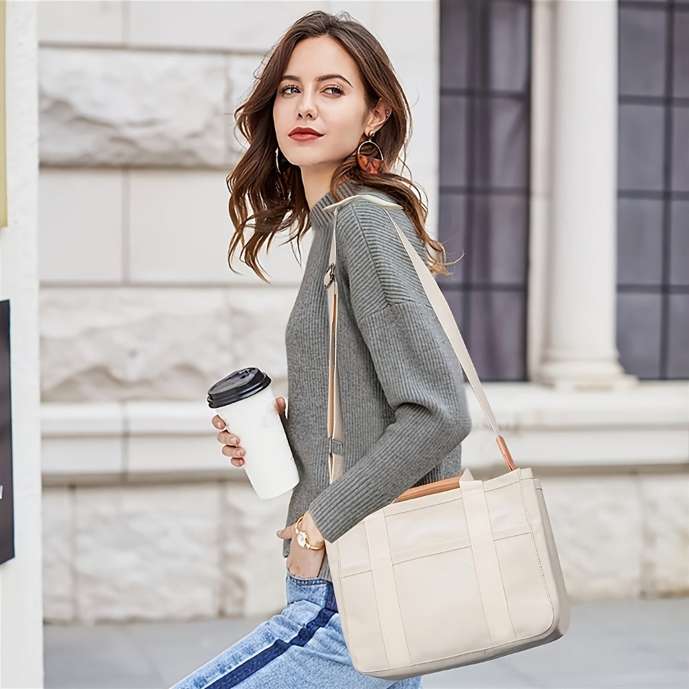 Tote Bag for Women – 5 Colors, Canvas, Multi-Pocket, for Travel & Work – detail view 9