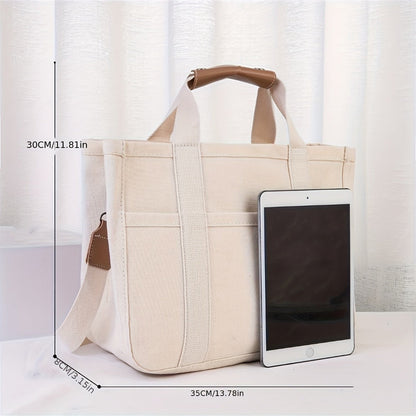 Tote Bag for Women – 5 Colors, Canvas, Multi-Pocket, for Travel & Work – detail view 7