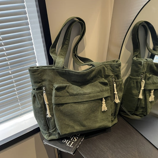 Tote Bag for Women – Corduroy, for Everyday Use – front view