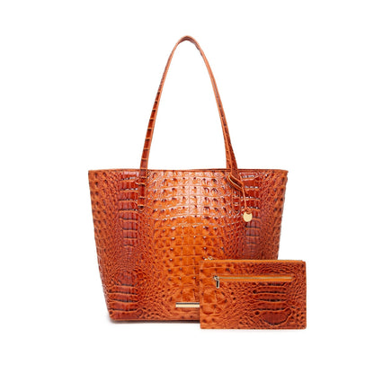 Tote Bag for Women – Large Capacity, Crocodile Pattern Two Piece Set – front view - product view 32