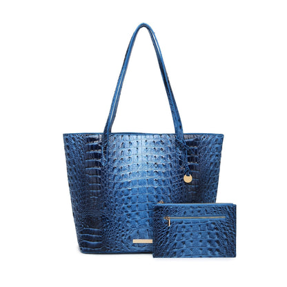Tote Bag for Women – Large Capacity, Crocodile Pattern Two Piece Set – detail view 2