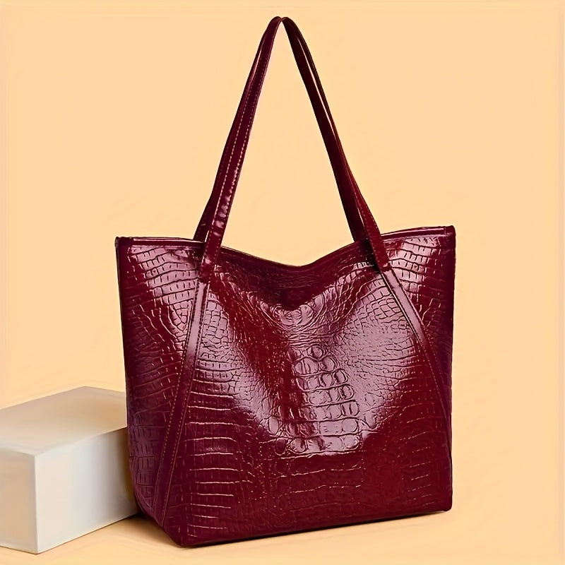 Tote Bag for Women – Large Capacity, Crocodile Print Large Capacity Scratch – detail view 20