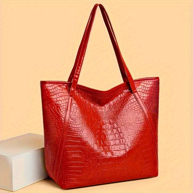 Tote Bag for Women – Large Capacity, Crocodile Print Large Capacity Scratch – detail view 18