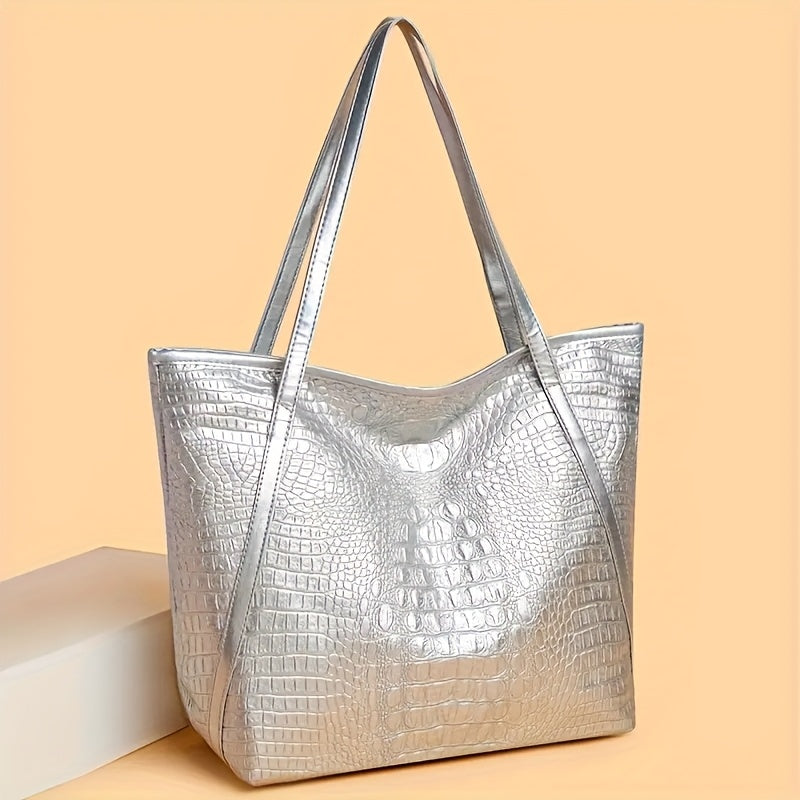 Tote Bag for Women – Large Capacity, Crocodile Print Large Capacity Scratch – detail view 19