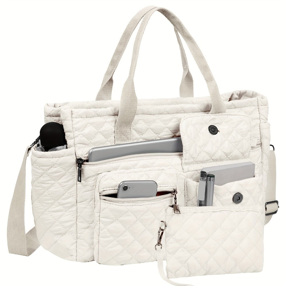 Tote Bag for Women – 6 Colors, Nylon, Quilted, Adjustable Strap – detail view 11