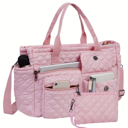 Tote Bag for Women – 6 Colors, Nylon, Quilted, Adjustable Strap – detail view 7