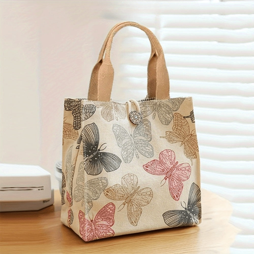 Tote Bag for Women – for Travel & Work, Butterfly Lunch Insulated Bento Aesthetic – front view