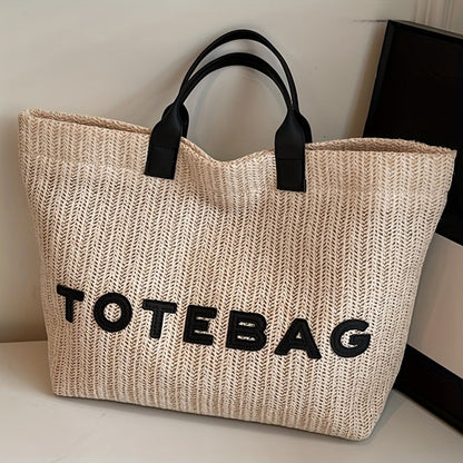 Tote Bag for Women – for Travel & Work, Woven Vacation Beach Mixed Color – alternate view