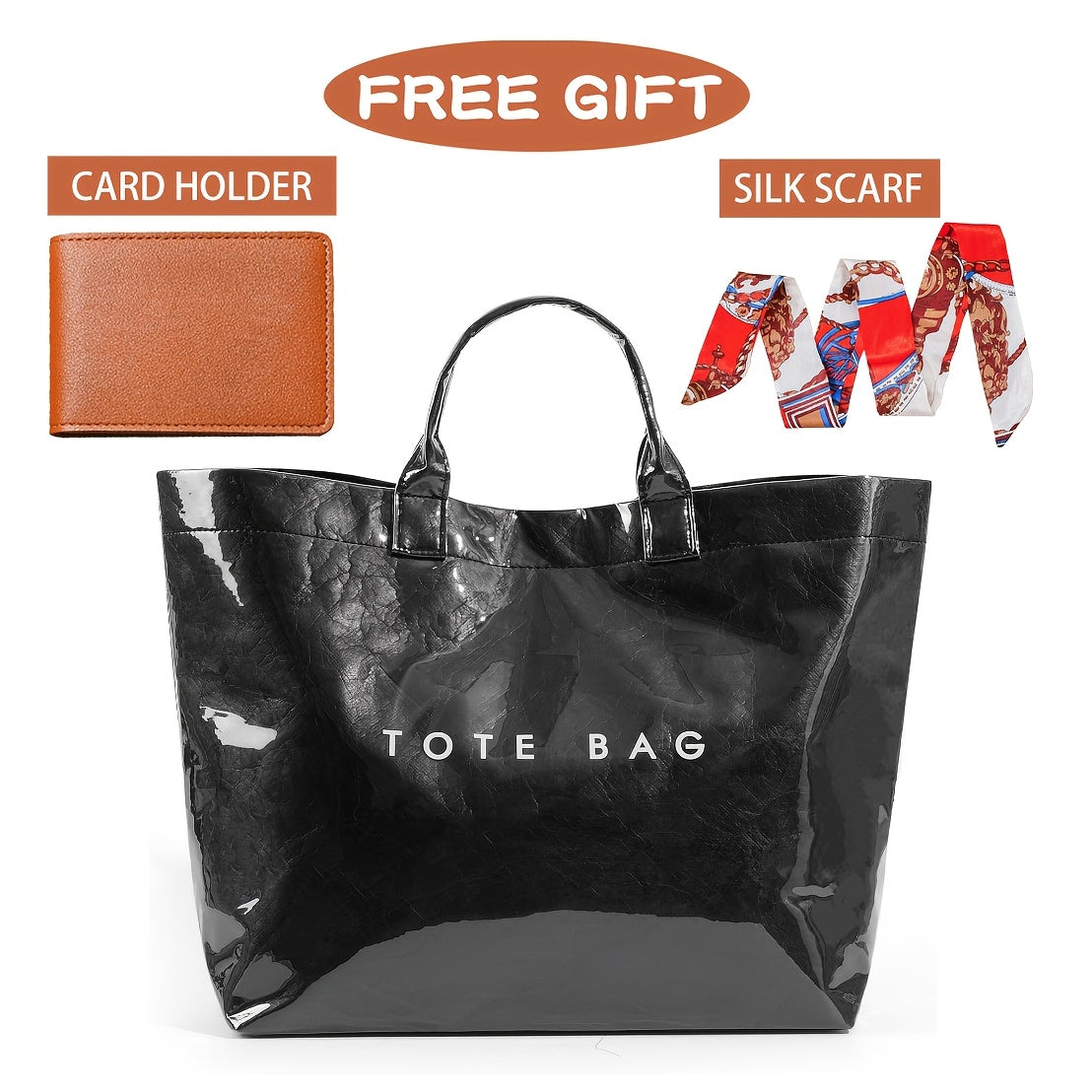 Tote Bag for Women – for Work, Large Plastic Stylish Letter Print – detail view 8