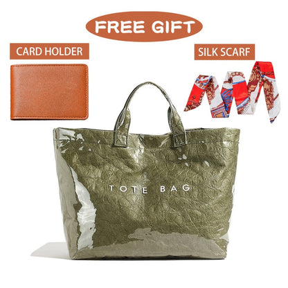 Tote Bag for Women – for Work, Large Plastic Stylish Letter Print – detail view 11