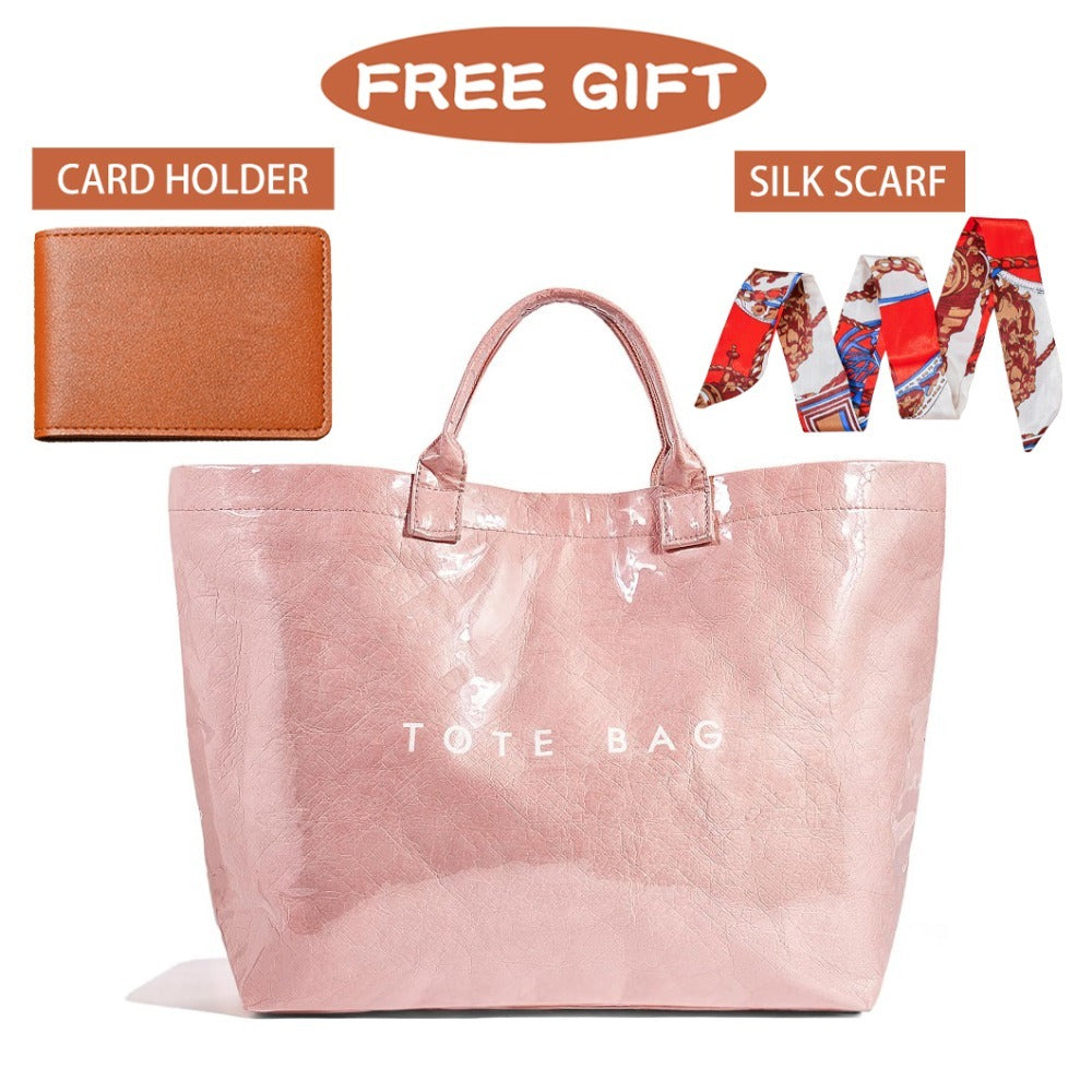 Tote Bag for Women – for Work, Large Plastic Stylish Letter Print – detail view 17