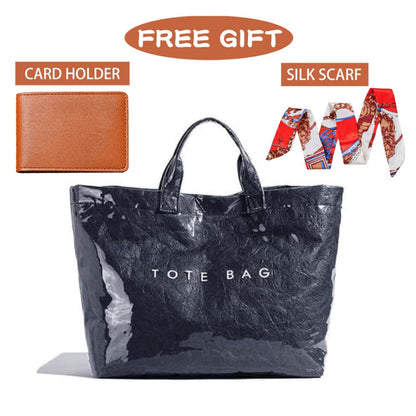 Tote Bag for Women – for Work, Large Plastic Stylish Letter Print – detail view 6
