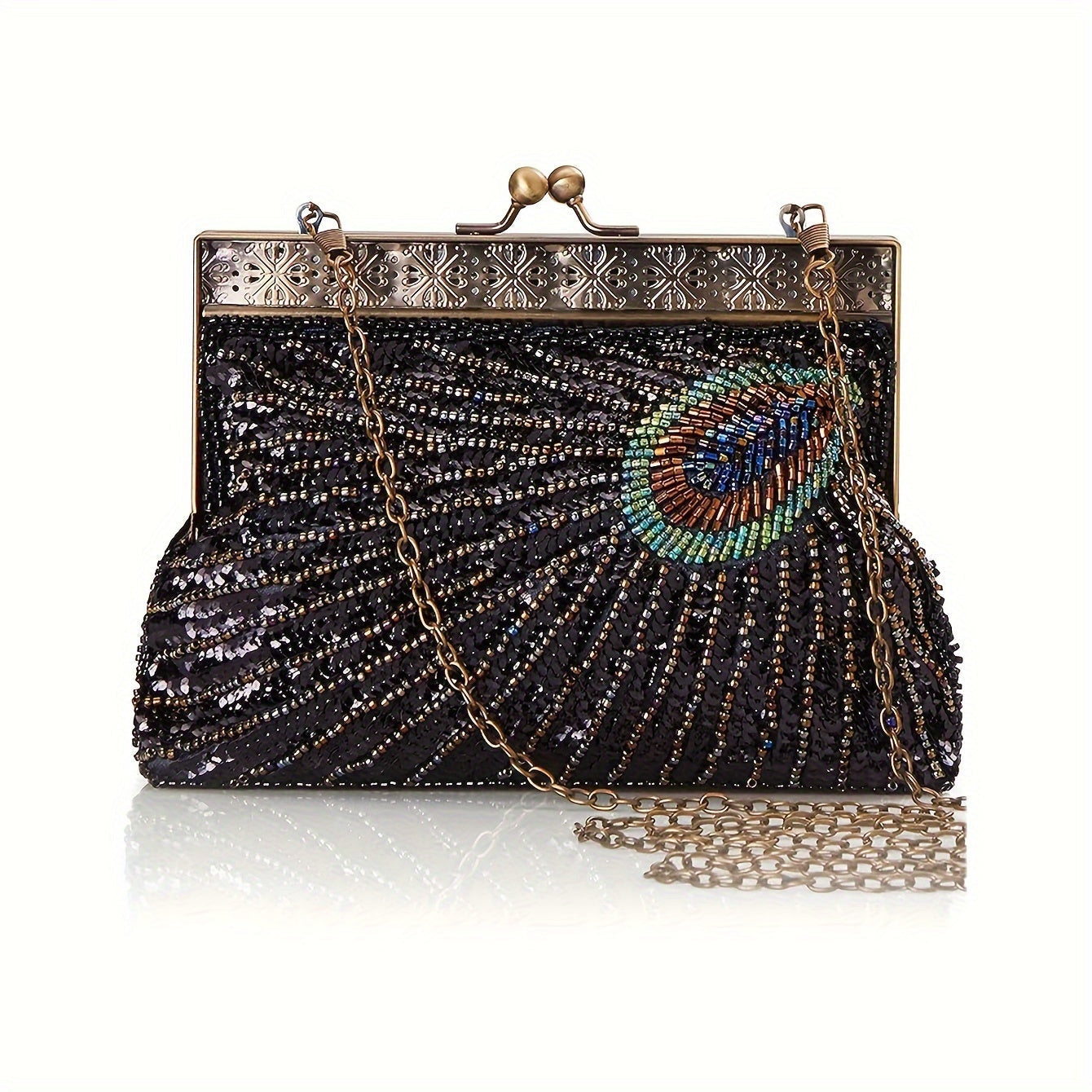 Women's Wallet – 1920s Flapper Peacock Clutch Vintage – front view - product view 10