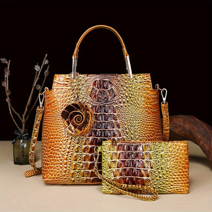 Women's Wallet – 2-Piece, Piece Crocodile Pattern Set Faux – detail view 21
