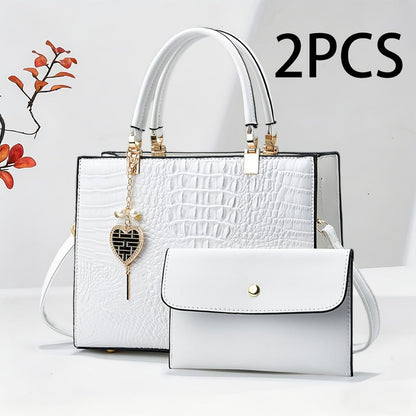 Women's Wallet – 2-Piece, Piece Crocodile Texture Matching Pouch – front view