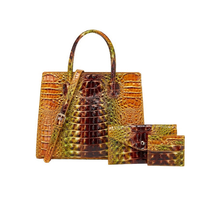 Women's Wallet – 3-Piece, Piece Crocodile Pattern Set Clutch – detail view 4