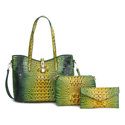 Women's Wallet – 3-Piece, Piece Faux Leather Set Crocodile – detail view 2
