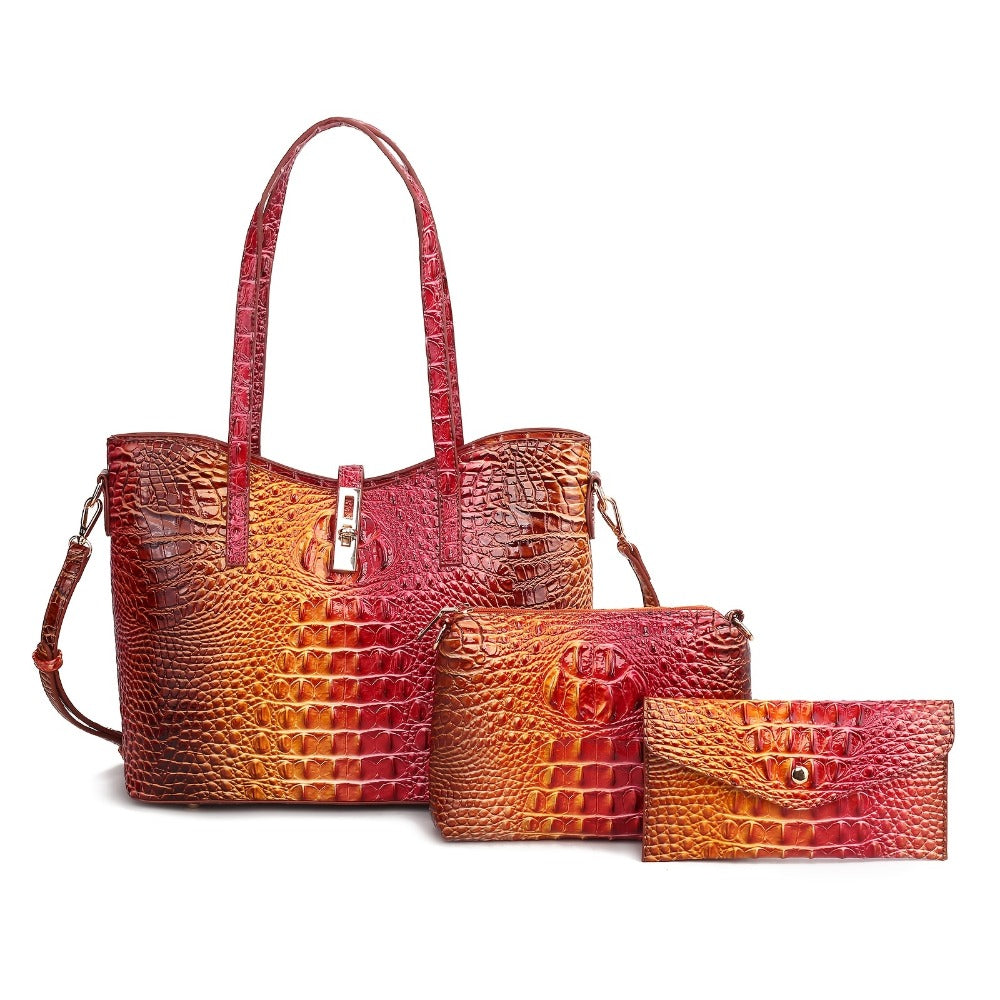 Women's Wallet – 3-Piece, Piece Faux Leather Set Crocodile – detail view 8