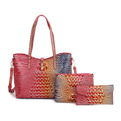Women's Wallet – 3-Piece, Piece Faux Leather Set Crocodile – detail view 10