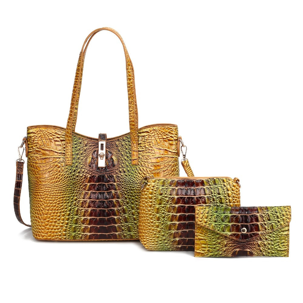 Women's Wallet – 3-Piece, Piece Faux Leather Set Crocodile – detail view 12