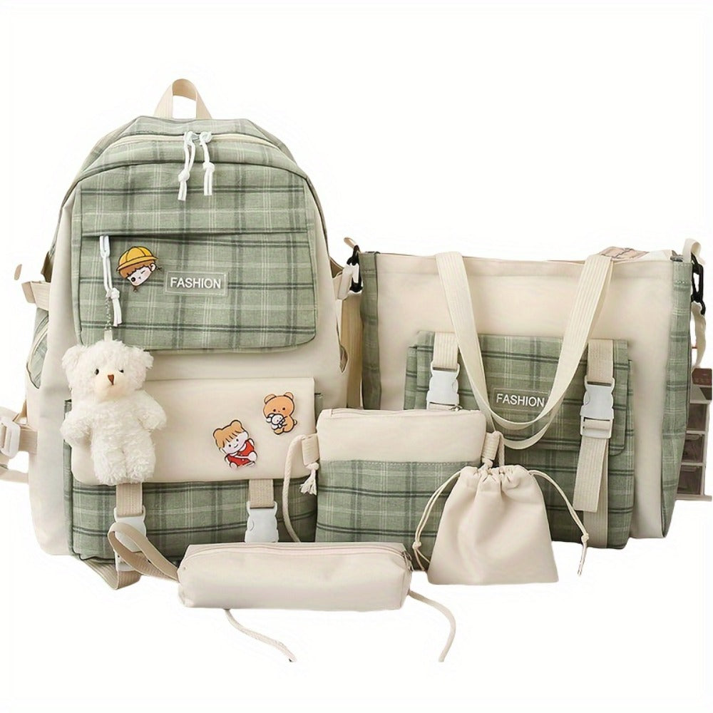 Women's Wallet – 5-Piece, Canvas, Large Capacity, for School – front view