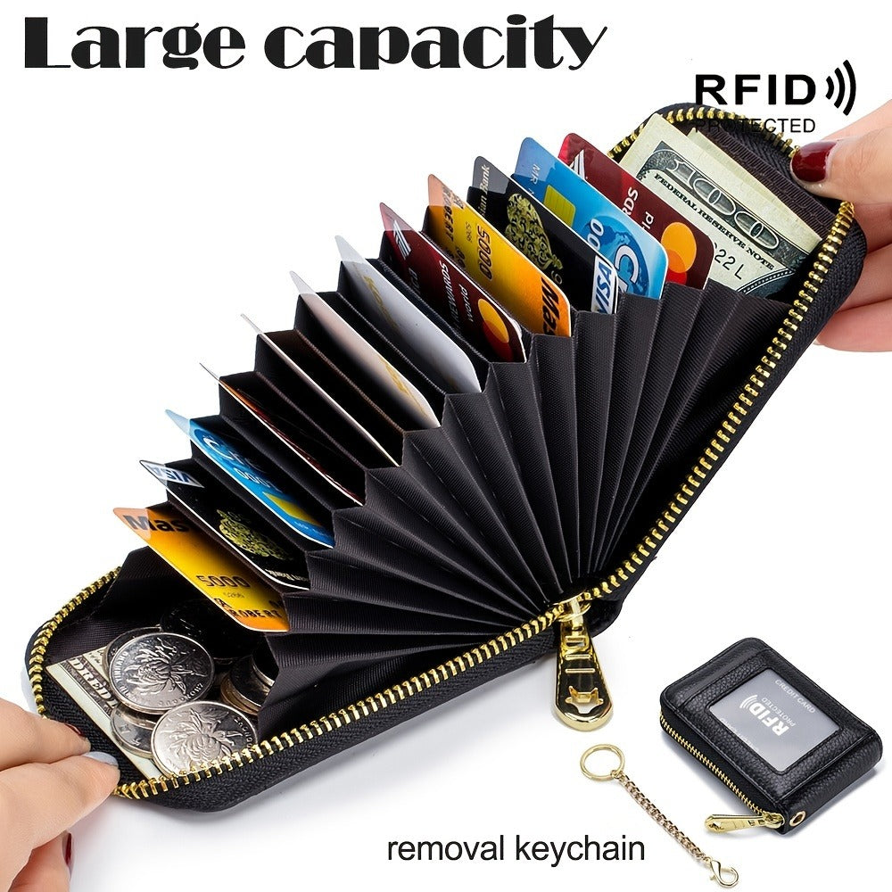 Women's Wallet – for Everyday Use, Zip Around Rfid Chain Multi – front view