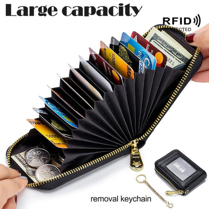 Women's Wallet – for Everyday Use, Zip Around Rfid Chain Multi – front view