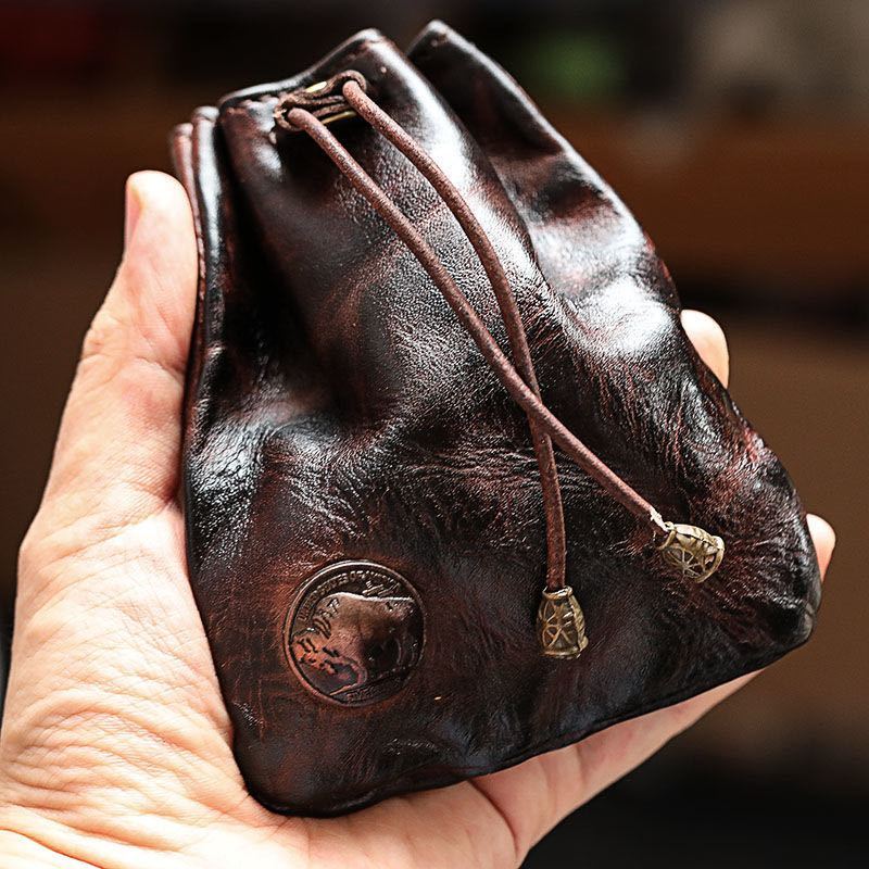 Women's Wallet – Genuine Leather, Genuine Leather Coin Drawstring Pouch – detail view 11