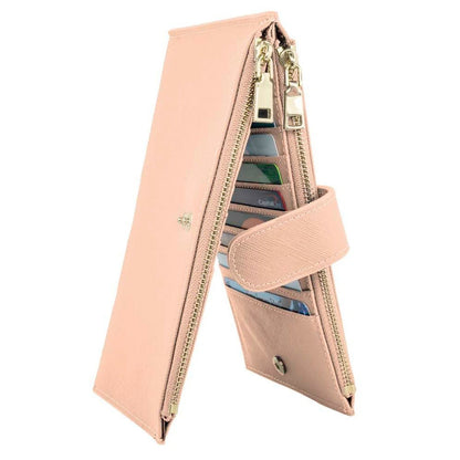 Women's Wallet – Genuine Leather, RFID Blocking, Clear – front view