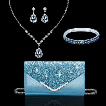 Women's Wallet – Glamorous Sequin Party Clutch Set – front view - product view 15