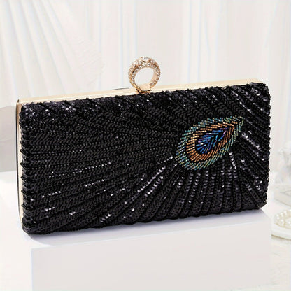 Women's Wallet – Peacock Feather Evening Clutch Vintage – detail view 6