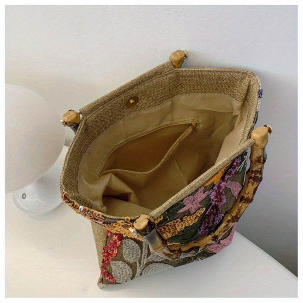 Women's Wallet – Retro Bamboo Handle Embroidery Sequin – detail view 5