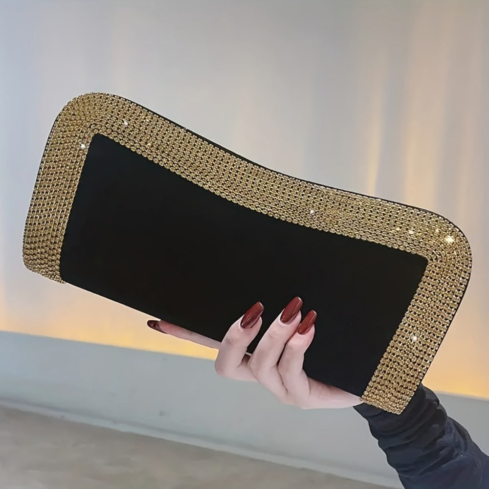 Women's Wallet – Rhinestone Clutch Kiss Lock Closure – front view
