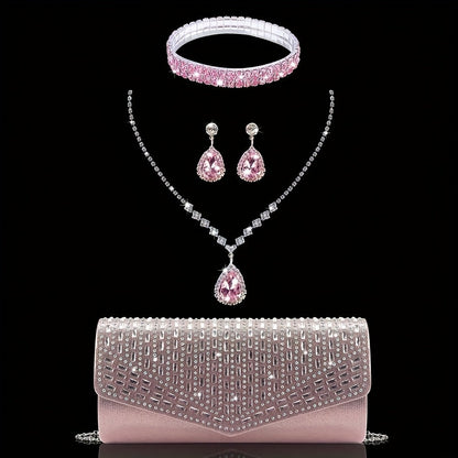 Women's Wallet – Rhinestone Evening Clutch Set Bracelet – alternate view