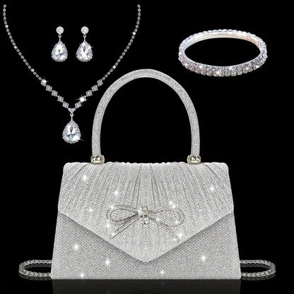 Women's Wallet – Sequin Clutch Rhinestone Jewelry Set – front view - product view 25